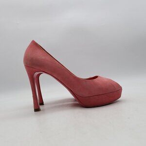 Yves Saint Laurent Women's Size EU 37.5 Light Pink Suede Peep Toe Platform Pumps